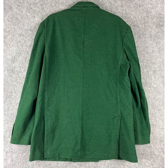 J Peterman Blazer Sport Coat Mens 44R Green Wool Blend Double Breasted Unlined - Picture 12 of 16